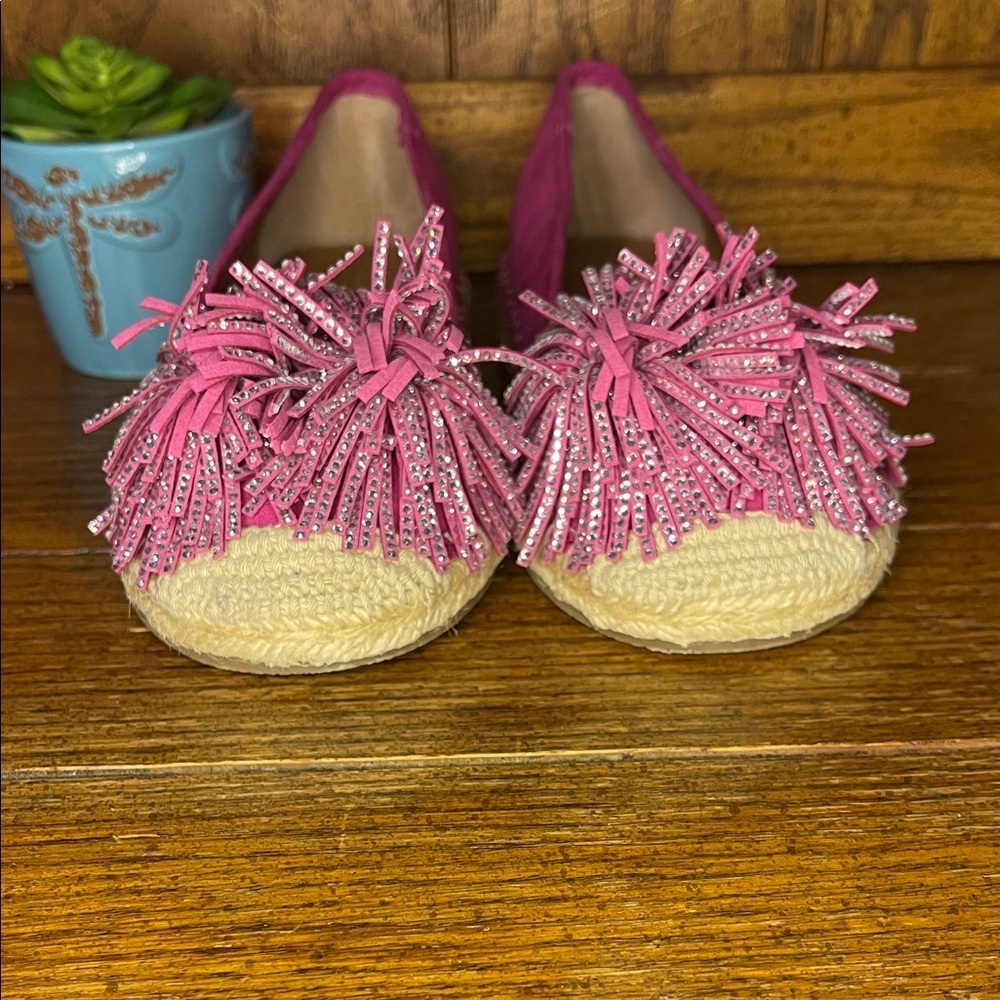 Charles by Charles Davis Women’s Omen Rhinestone Encrusted Pompom Espadrille 6.5 - Picture 9 of 11